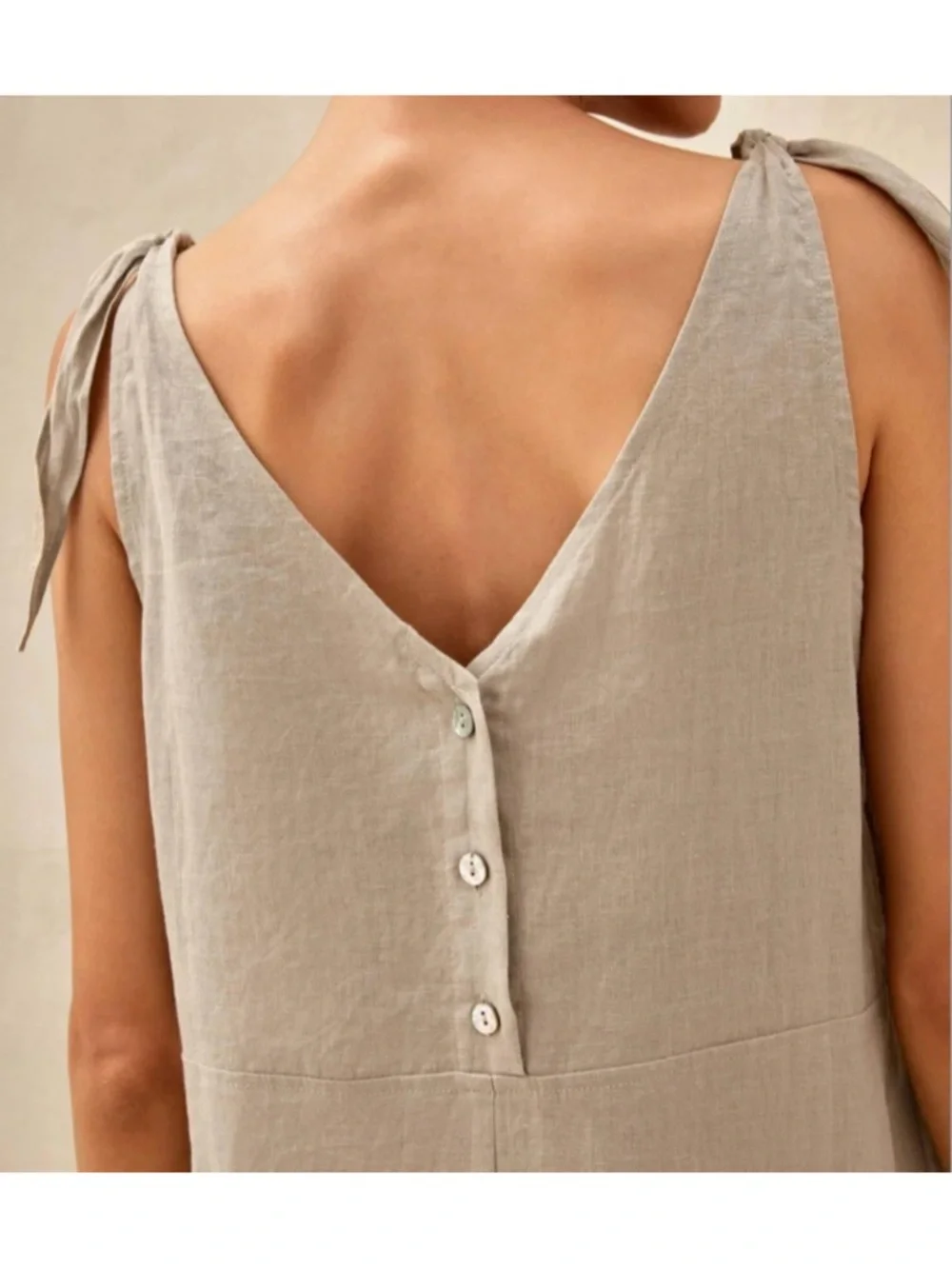 LINTICO 100% Linen Camisole Dress QEARL XL Beach Boho Coastal Minimalist Tan - Picture 5 of 15